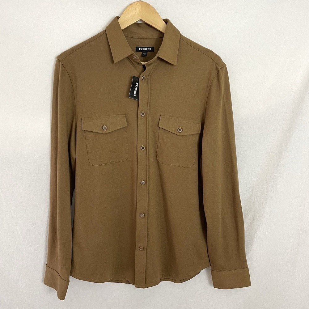 Express Shirt Mens Small S Front Pocket Cotton Stretch Flannel Long Sleeve
